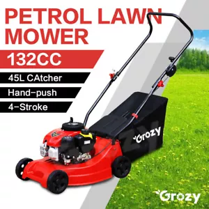 GROZY Petrol Lawn Mower 40cm Hand Push 4-Stroke 132cc Garden Cordless Lawnmower - Picture 1 of 7