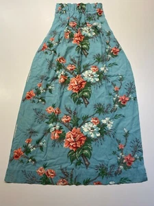 Vintage Pinched Pleat Barkcloth Curtain Panel w/ Pink & White Floral Print  - Picture 1 of 6