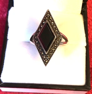 Vintage STERLINGSILBER 925 Marcasit ART DECO RING - Bild 1 von 8