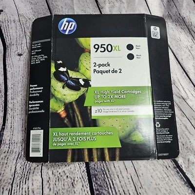 HP 950XL Black Ink 2-Pack Cartridge Hewlett Packard Genuine Jan 2021 - Image 1 of 4