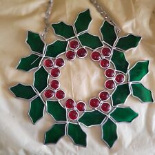 Vintage Stained Glass Christmas Wreath