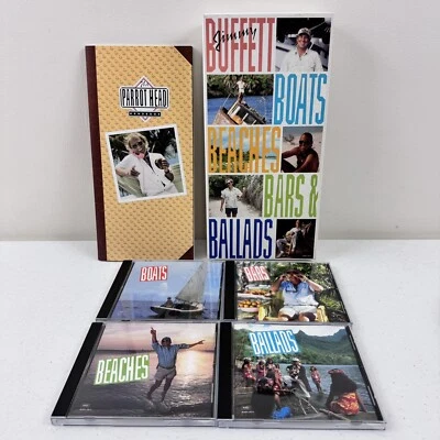 Jimmy Buffett Boats Beaches Bars & Ballads 4-CD Box Set w/Parrot Head Handbook Foto 1 de 4