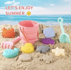 Silicone Beach Toys Collapsible Beach Buckets Beach Toys for Kids, Sand Bucke... - Picture 1 of 6