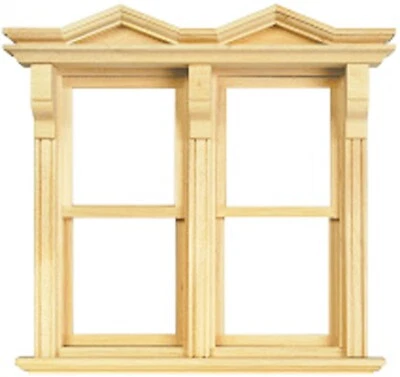 Double Opening Sash Window Frame Tumdee 1:12 Scale Dolls House Miniature DIY 183 - Image 1 of 4