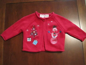Miniwear Niña Rojo Muñeco de Nieve Navidad Algodón Cárdigan Suéter 3-6 Meses Usado en Excelente Condición - Imagen 1 de 5