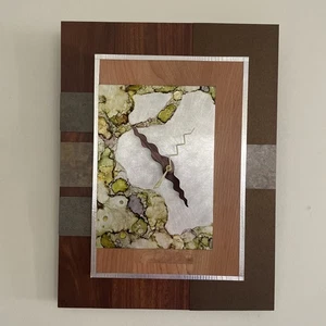 Modern Abstract Art Handmade Wall Clock 12.5x9.5 Unique Mixed Media Contemporary - Picture 1 of 7