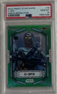 C-3PO PSA 10 Green Refractor Star Wars Topps Finest 2022 #16 56/99 Gem C3PO C3P0 - Picture 1 of 2