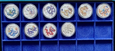 Lunar III 1/2 oz Serie Dragon-Drache 2024 Münzen 10 Stück Set - Bild 1 von 3