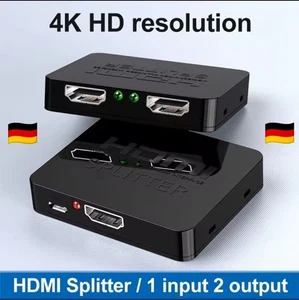 HDMI Splitter 1 in 2 Out 4K Ultra HD 3D Umschalter Full 1080P Verteiler Adapter - Bild 1 von 5