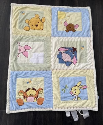 "Manta de bebé de felpa Disney Winnie The Pooh edredón suave diseño de 6 bloques 44""x33""" Foto 1 de 4