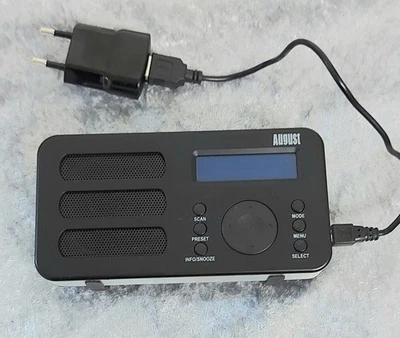 Tragbarer DAB+ FM Alarm Radiowecker Wiederaufladbar AUX - August MB225 Schwarz - Bild 1 von 2