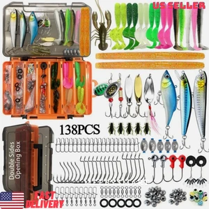 Kit de señuelos de pesca de 138 piezas con caja de aparejos - Ideal para hombres trucha lubina agua dulce - Imagen 1 de 6