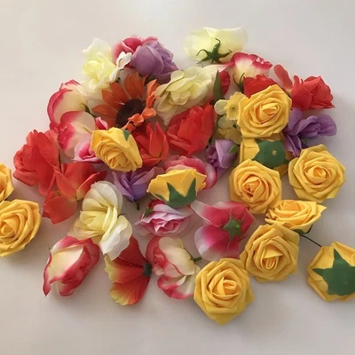 LOTE 40 guirnalda de tela de espuma rosa falsa flores deconstruidas artesanales de flores de imitación Foto 1 de 4