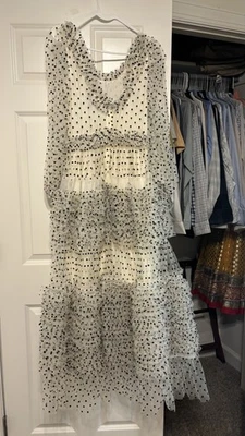 Sister Jane Dress Xs Polka Dot Long Sleeve Maxi Swoop Neck - Image 1 of 3
