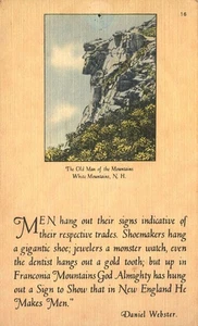 Old Man of the Mountains Daniel Webster White Mountains New Hampshire Postcard - Picture 1 of 2