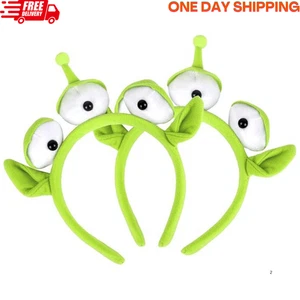 Alien Plüsch Kopfbedeckung - grünes dreiäugiges Stirnband für Halloween Party Zubehör - Bild 1 von 6