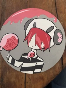 Anime Original Painting On Round Canvas Signed Dollies - Picture 1 of 9
