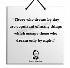 Edgar Allan Poe Quote Wooden Wall Hanging TILE Plaque Home Decor Gift Sign