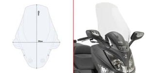 GIVI Parabrezza Trasparente con paramani 82 x 59 per SYM Joymax 300i 2012 - 2019 - Foto 1 di 2