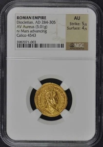 Diocletian, AD 284-305 ROMAN EMPIRE AV Aureus NGC AU50 - Picture 1 of 4