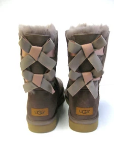 UGG BAILEY BOW II SHIMMER WOMEN SHORT BOOTS STOMY GERY US 9 /UK 7 /EU 40 - Picture 1 of 5