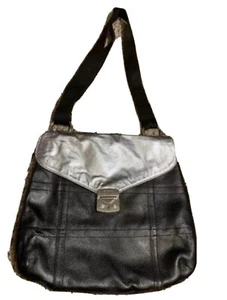 Bozen Kuriertasche aus Leder.  Schwarz & Silber - Bild 1 von 11