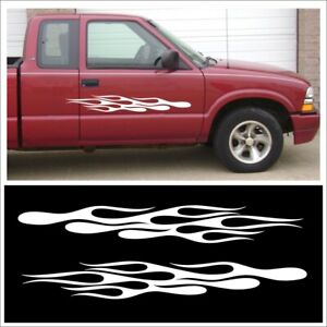 Decal kit LARGE FLAME FLAMES hot rat rod classic muscle street race car WHITE