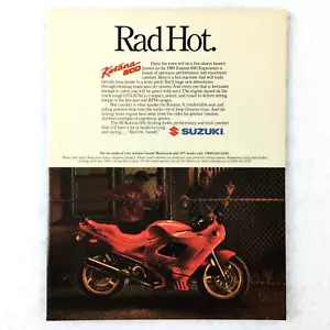 RAD HOT Suzki 80s VINTAGE PRINT AD 1989 Katana 600 Red Motorcycle Man Cave Decor - Bild 1 von 2