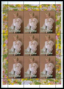 BURKINA FASO M/S 1998 REALEZA PRINCESA DIANA DAMA DI MNH/z2422 - Imagen 1 de 2