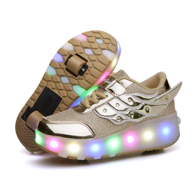 LED Wheels Boys & Girls Skates Shoes Kids Flash Roller Shoe 1 or 2 Wheels - Image 1 of 4