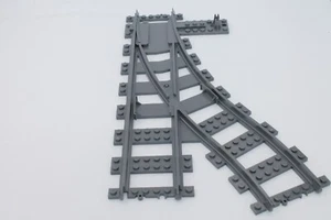 Lego 1x Weiche Schiene links Eisenbahn train track switch point left 53407 grau - Picture 1 of 1