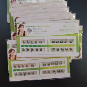 Brackets metálicos dentales brackets ortodoncia mini Roth monobloque 022 ganchos 345 200 X - Imagen 1 de 6