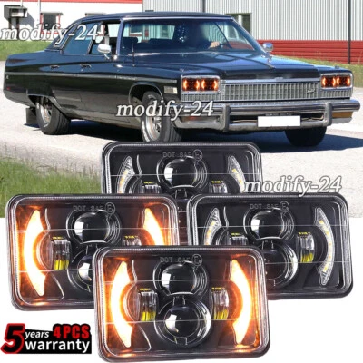 Faros LED 4X6" 4 piezas Halo Alto/Bajo DRL Beam H4 Fit Buick Electra 1975 1976-1990 Foto 1 de 4