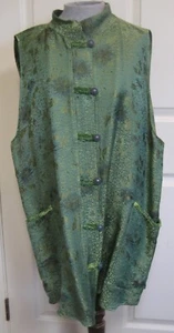 Vintage Uru Kristine St Rrik Silk Blend Long Tunic Asian Style Vest Green O/S - Picture 1 of 14