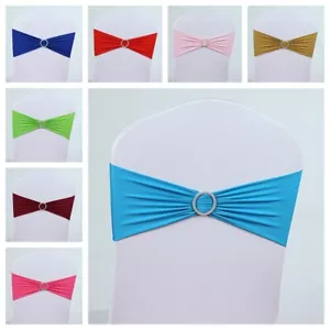 10 PCS Spandex Elastic Round Buckle Chair Sashes Wedding Party Banquet Decor - Picture 1 of 21