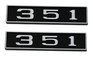 2Pcs 351 Classic Hood Scoop Shaker Emblems  5.8L 351ci Engine Chrome Black - Picture 1 of 5