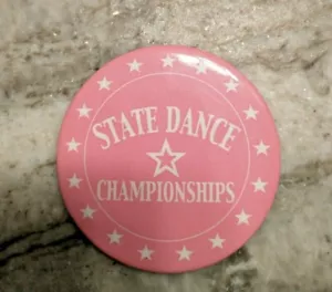 State Dance Championship Button Pen 2,5" Pink & Weiß SELTEN G17 - Bild 1 von 5