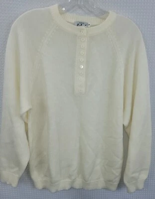 Vintage Eatons 100% Acrylic 1/4 Button Pullover Sweater Cream Medium Never worn - Image 1 of 4