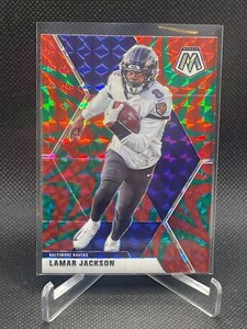 Lamar Jackson 2020 Panini Mosaic Reactive Green Prizm #19 Baltimore Ravens
