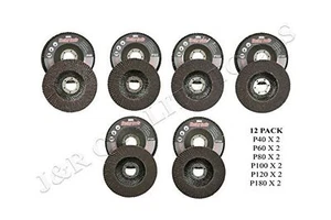12 verschiedene KÖRNUNG 4 1/2 ZOLL WINKELSCHLEIFER SCHLEIFLAMELLENSCHEIBE 40/60/80/100/120/180 - Bild 1 von 1