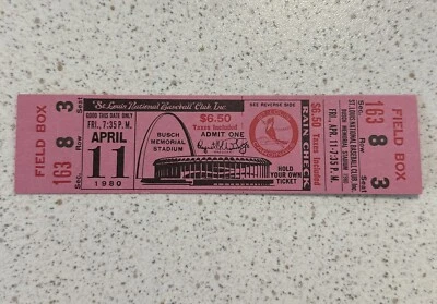 1980 St Louis Cardinals Pittsburgh Pirates Busch Stadium Ticket Stub 4-11-1980 - Image 1 of 2