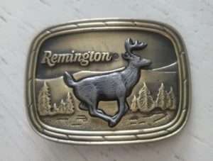 Vtg 1979 Remington Running White Tailed Deer Belt Buckle Sculptured by Sid Bell - Picture 1 of 4