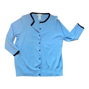 Coquette Cute Retro Cardigan Womens L Blue 3/4 Sleeve Indiepop Button Up Grandma - Picture 1 of 9