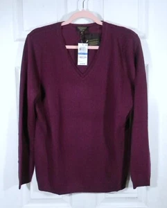 Charter Club Luxury Women's XL V-Neck Long Sleeve Cashmere Sweater Black Cherry - Picture 1 of 4