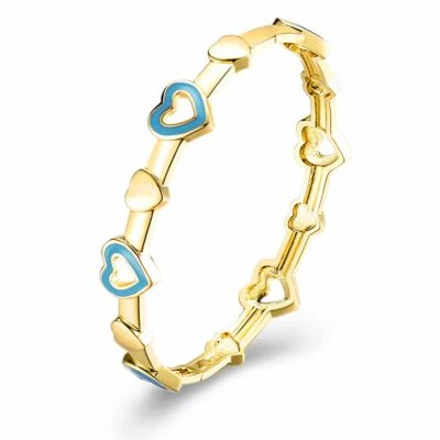 Womens Yellow Gold Filled Loving Hearts Bangle Vogue Bracelet #DB11 - Image 1 of 4