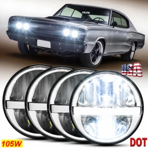 4 PIEZAS 105W 5,75 pulgadas Faros Redondos LED H4 Bombilla para Dodge Charger Monaco Coronet - Imagen 1 de 11