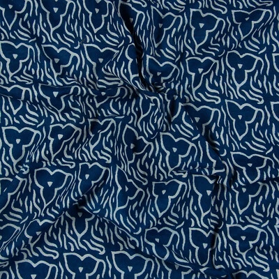 Tela de algodón con estampado de bloques a mano de 2,5 yardas tela india Dabu azul índigo natural Foto 1 de 4