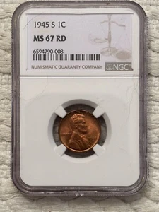 1945 S Lincoln Wheat Cent MS67 RED NGC - Picture 1 of 4