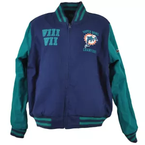 NFL Miami Dolphins Women Reversible Jacket Sweater Zipper Super Bowl Navy - Picture 1 of 4