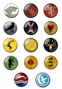 GAME OF THRONES 25mm button pin badge Stark, Targaryen, Lannister, Baratheon - Picture 1 of 17
